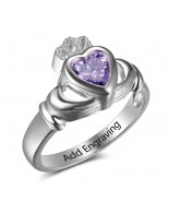Birthstone Ring, Sterling Silver Personalized Engravable Ring JEWJORI102776